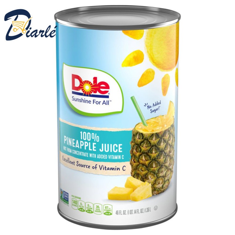 DOLE 100% PINEAPPLE JUICE 1.36L Juice 20 Oz. Naturellement Sans Gluten
