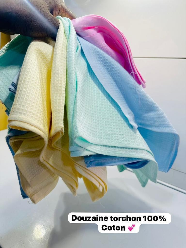 Torchon en Coton Modèle Avec Fleurs Paquet de 12 Pièces