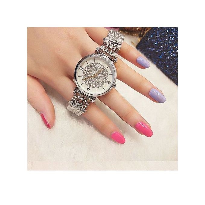 Realy Montre - Cadran Argentin en plaqué sertie de strass