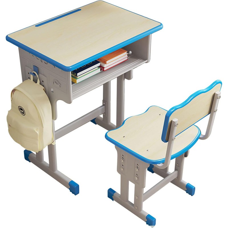 Bureau Enfant avec Rangement, Set Bureau pour Enfant，Pas Cher Table D'étude D'école de Chambre À Coucher À Hauteur Réglable, pour Fille Garcon