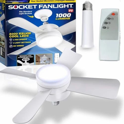 Ventilateur de plafond blanc intérieur avec prise lumineuse DEL à distance