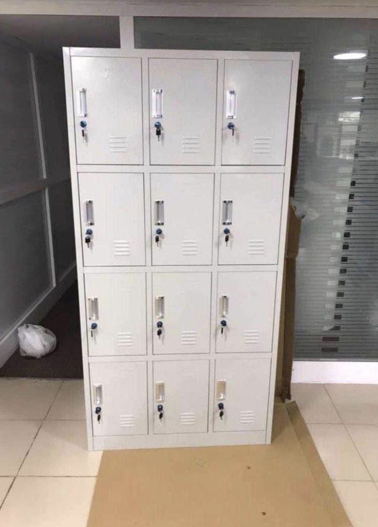 Casier Vestiaire 3B4A Armoire Metallique 12 Compartiments Revêtement En Poudre 185 cm x 90 cm x 40 cm