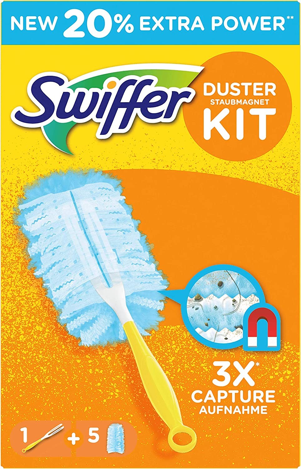 Swiffer Duster Kit Plumeau Attrape-Poussière + 5 Recharges