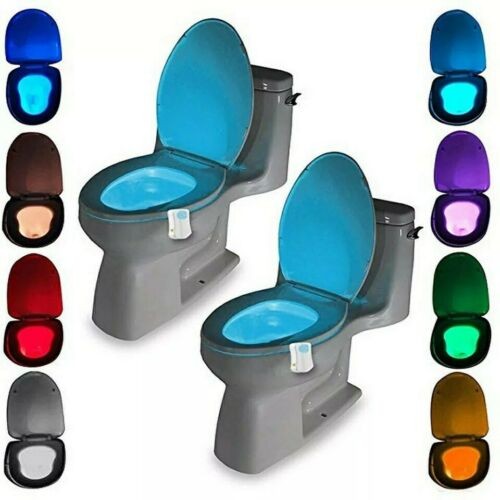 Ymiko lampe de toilette, 8 couleurs de couverture de toilette lumière corps  activé par mouvement Auto Double capteur salle de bain veilleuse Type  suspendu, lampe de toilette 