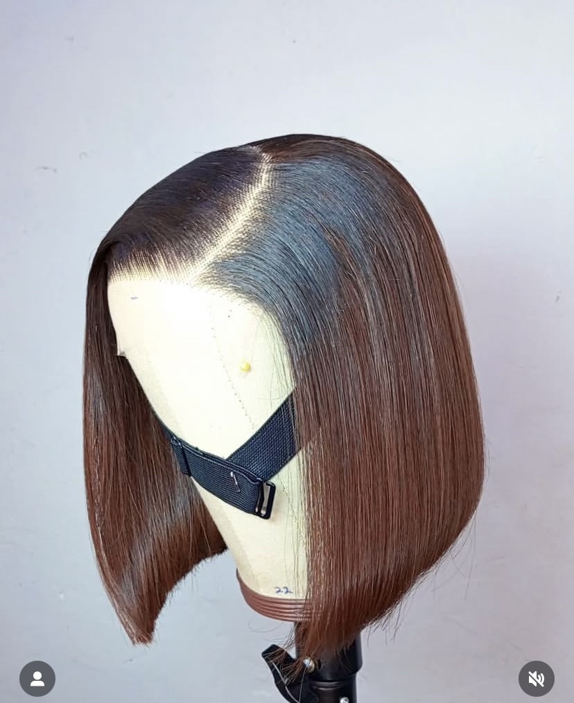 Perruque bob marron 8 pouces