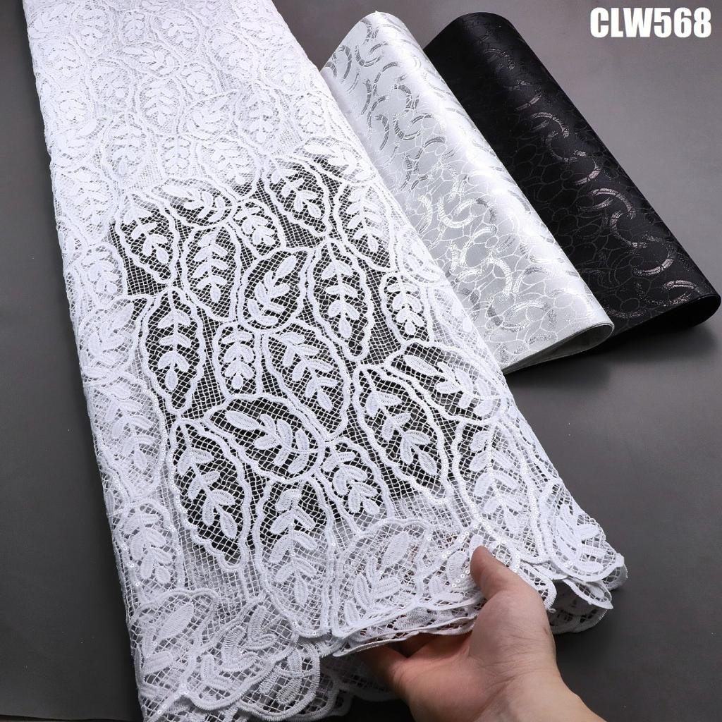 Tissu Nigérian En Dentelle Blanche Pour Robe De Mariée  Broderie De Haute Qualité  Lacets De Cordon Guipure Soluble Dans L'eau