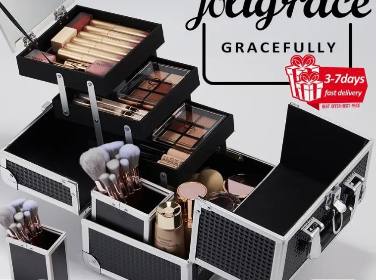 Maquillage, Valises De Maquillage Professionnelles De Course, Portable, Grande Capacité, Avec Porte Pinceaux Cosmétiques, Miroir Verrouillable