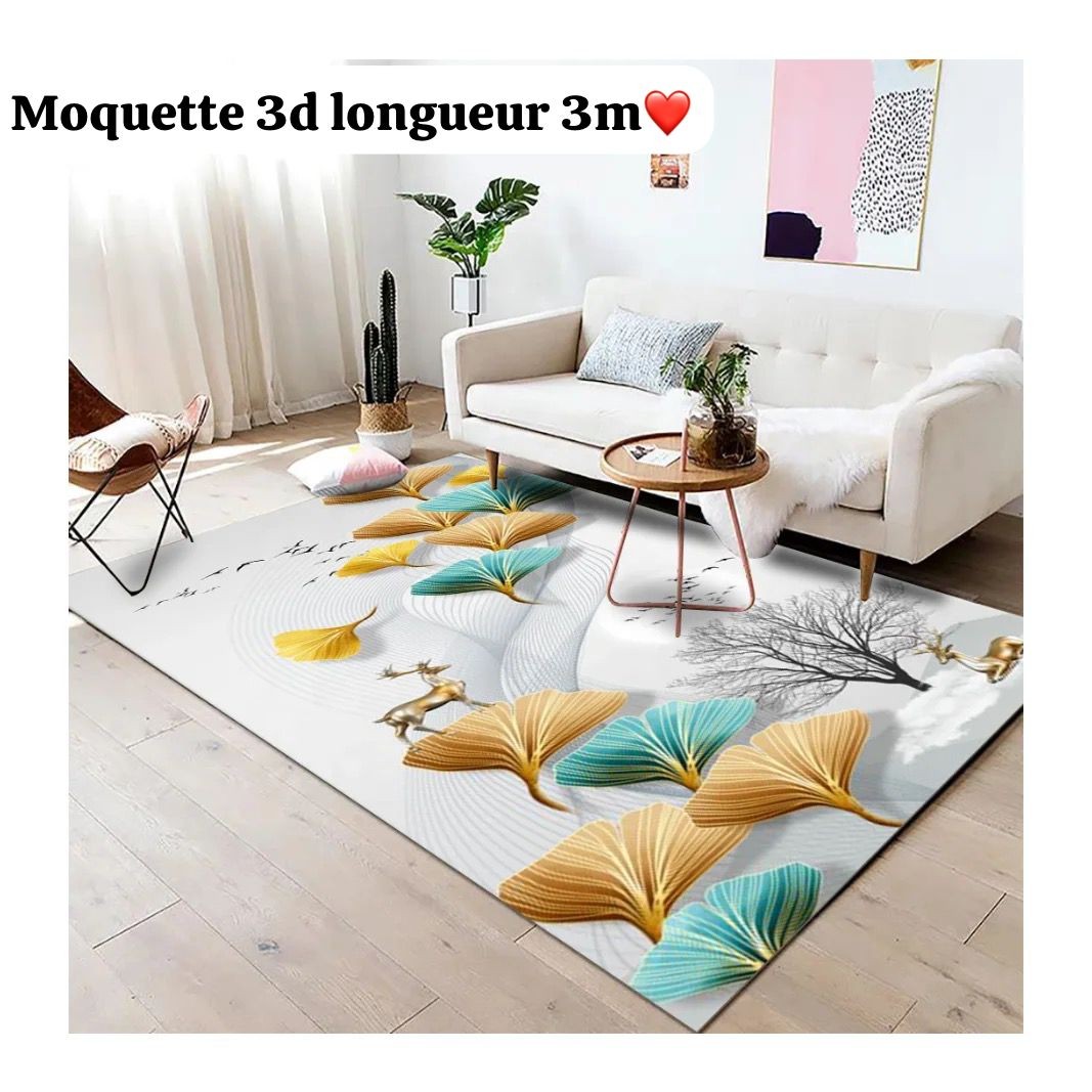 Moquette 3D Longueur 2m tapis de sol salon décoration vert émeraude 3d imprimé tapis rembourré tapis Différente Couleur