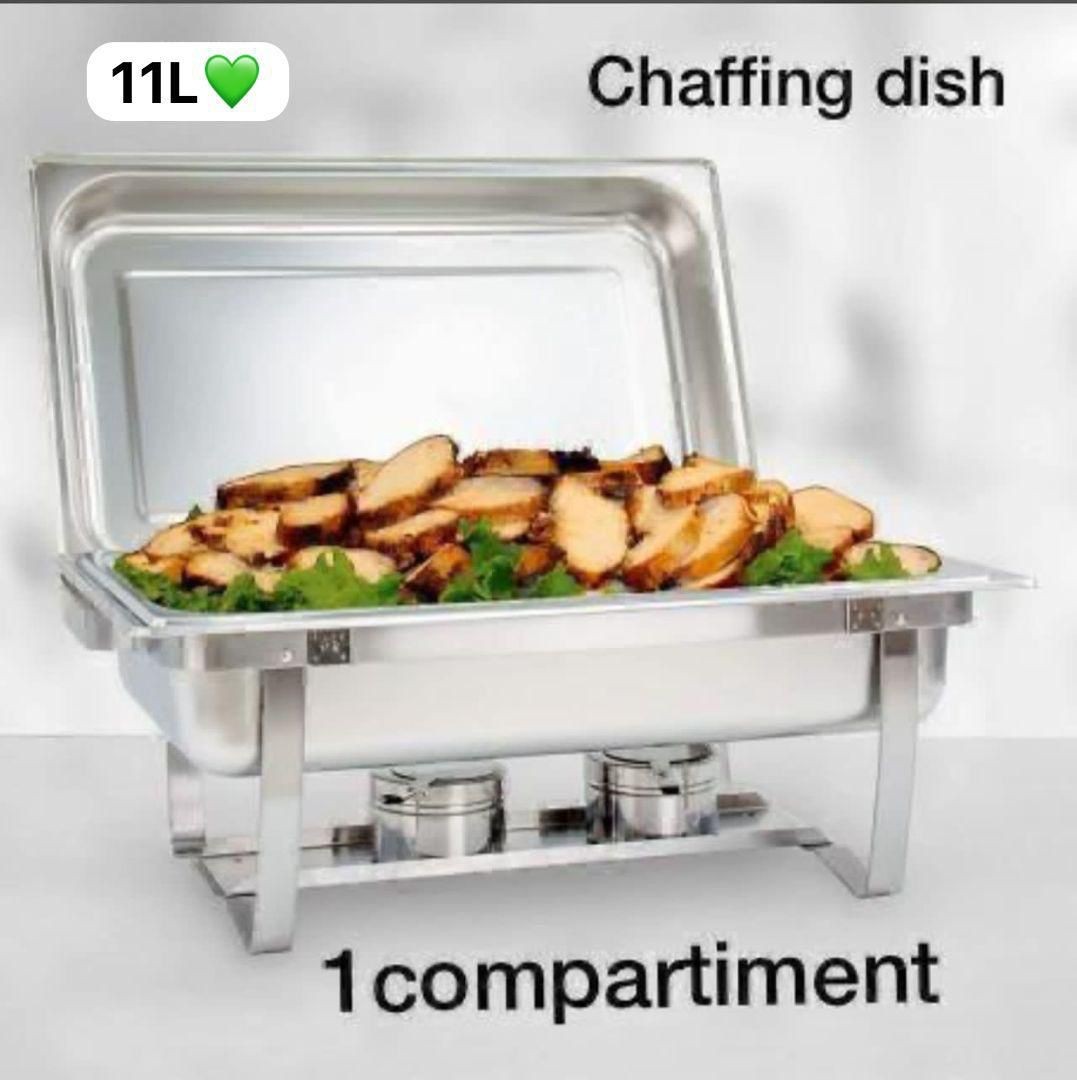 Ensemble de réchauds en Acier Inoxydable Ensemble de réchauds de Restauration en Argent pour Buffet, Ensemble de réchauds rectangulaires, pour Buffet Traiteur Kitchen Party (Taille: 11L)