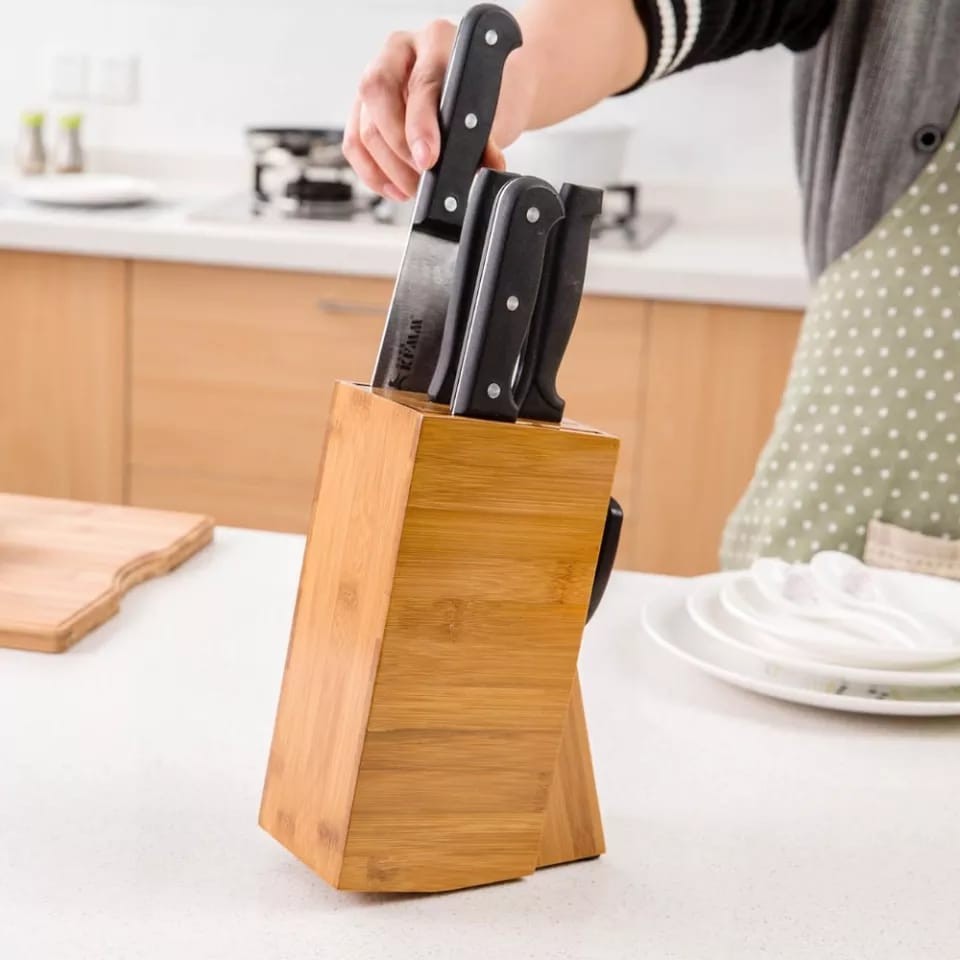 Couteau de cuisine,Support de rangement pour couteaux en bois