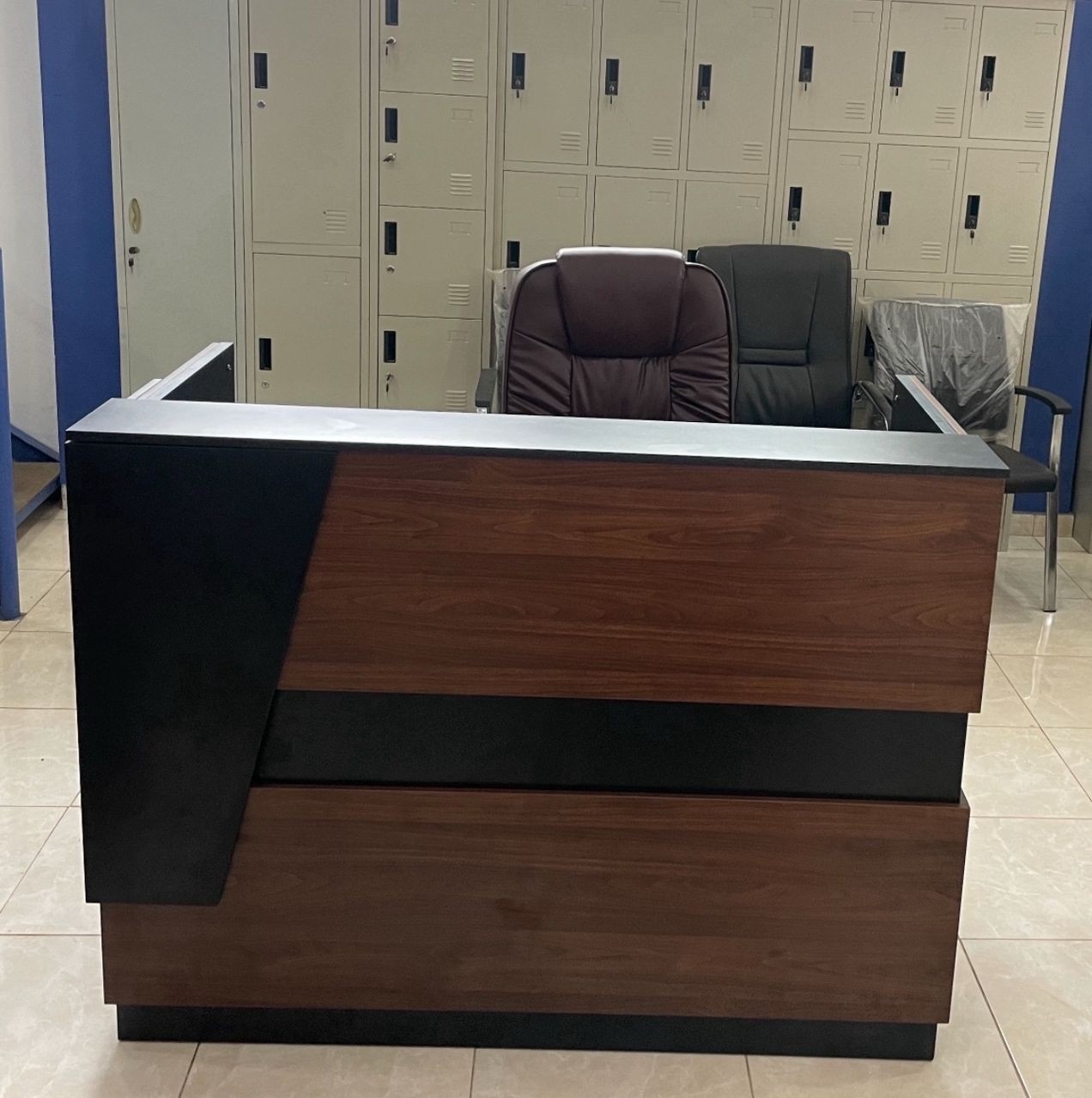 COMPTOIR DE RECEPTION KT-02 1800*650*1100 MELAMINE TP-904 MARRON+GRE