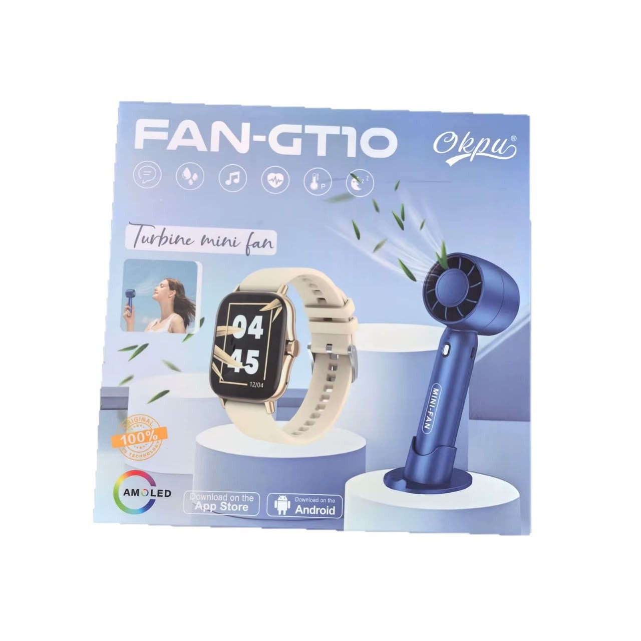 Montre connectée avec mini ventilateur Fan GT10 rechargeable