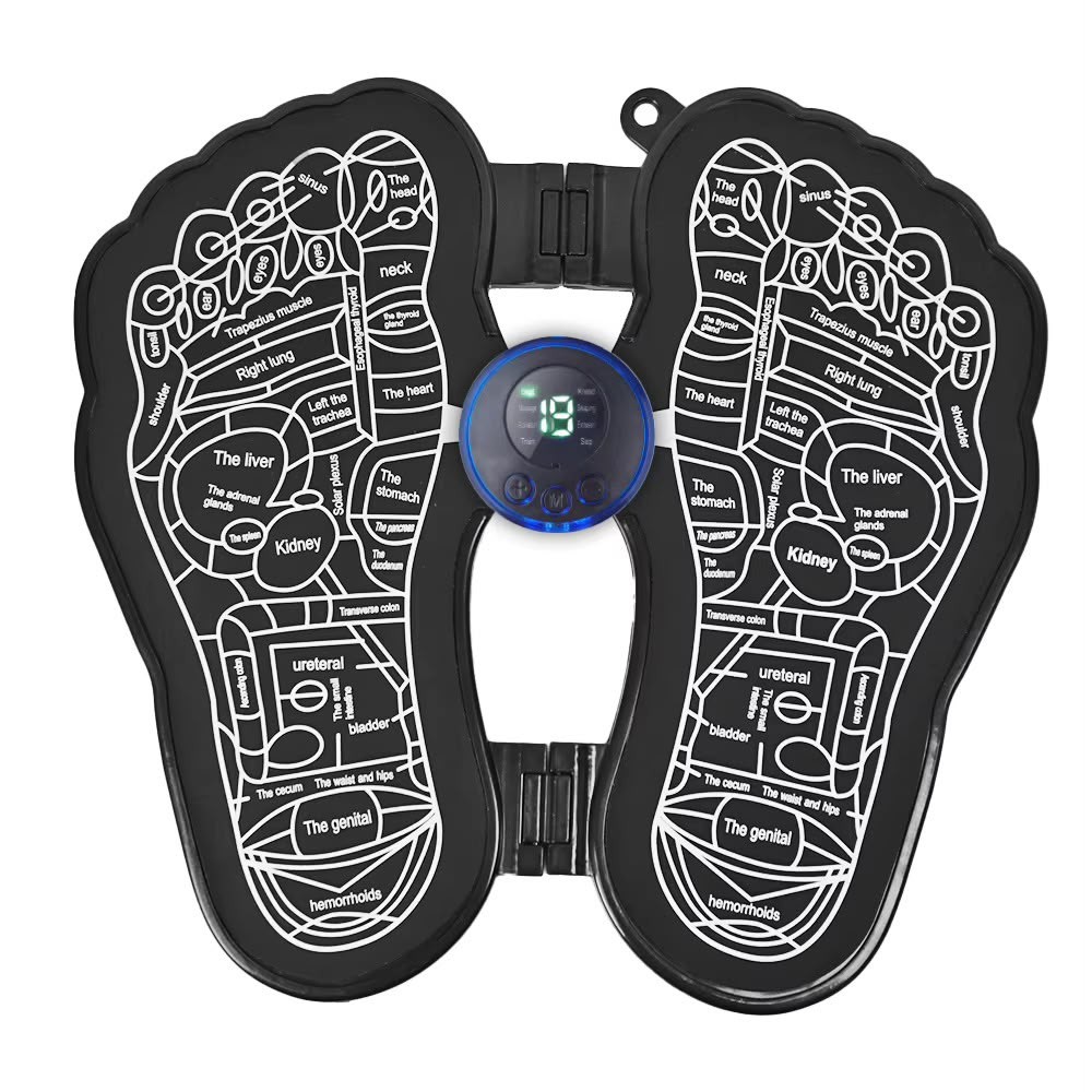Tapis de Massage Plantaire EMS & Réflexologie - Stimulation par Micro-Courants & Massage Électrique Portable