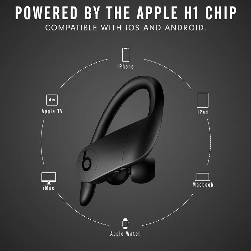 Écouteurs boutons sans fil Powerbeats Pro de Beats - Puce d’écouteurs H1 d’Apple, Casque d’écoute Bluetooth de classe 1, 9 heures d’écoute, Résistant à la transpiration, Microphone intégré - Noir
