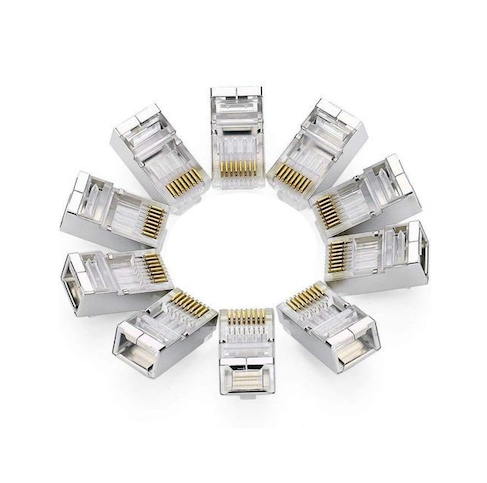 Connecteur RJ45 CAT6 Connecteurs 8P 8C UTP Plaqué Or LAN Crystal - 100 Pièces