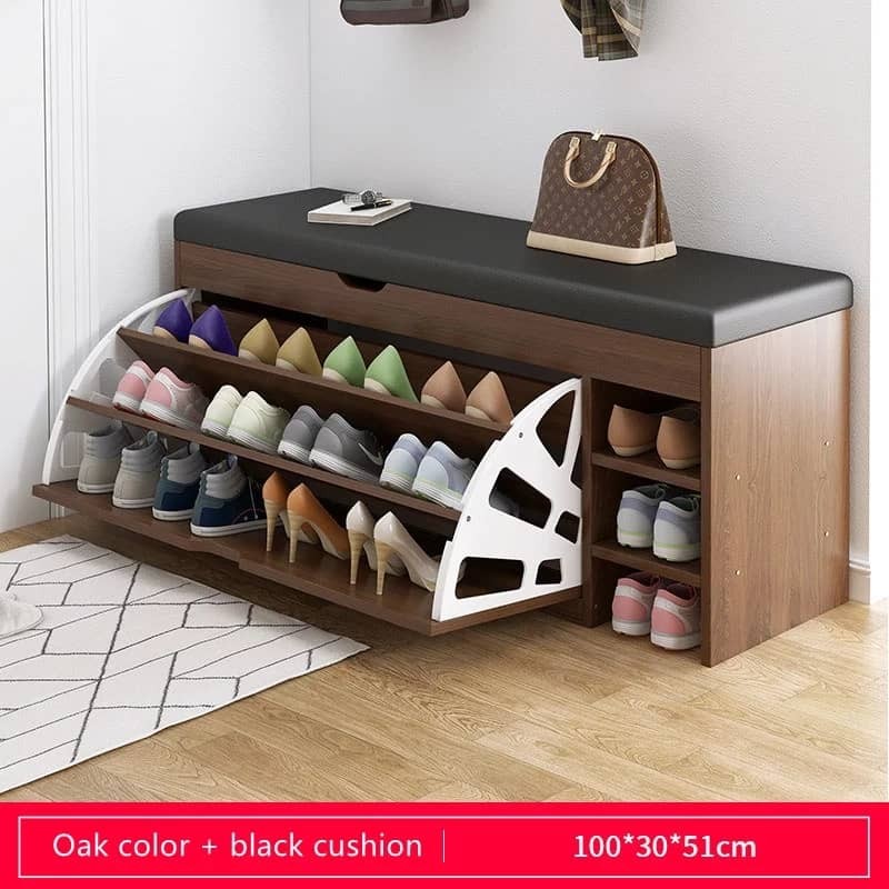 Meuble à chaussures blanc et bois - Entrée / Couloir pour meuble