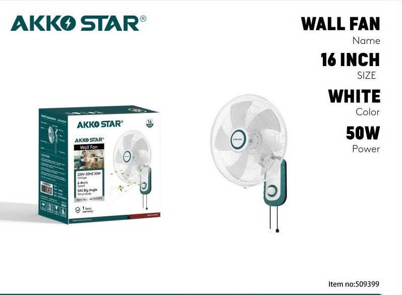 Ventilateur mural rechargeable AKKO STAR 16'' avec télécommande