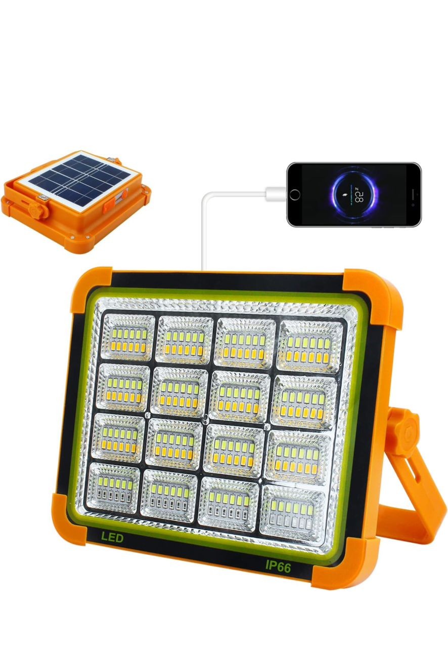 Lampe de travail rechargeable, lumière de travail à 4 couleurs avec sortie USB 2 méthodes de charge IP66 étanche pour le camping