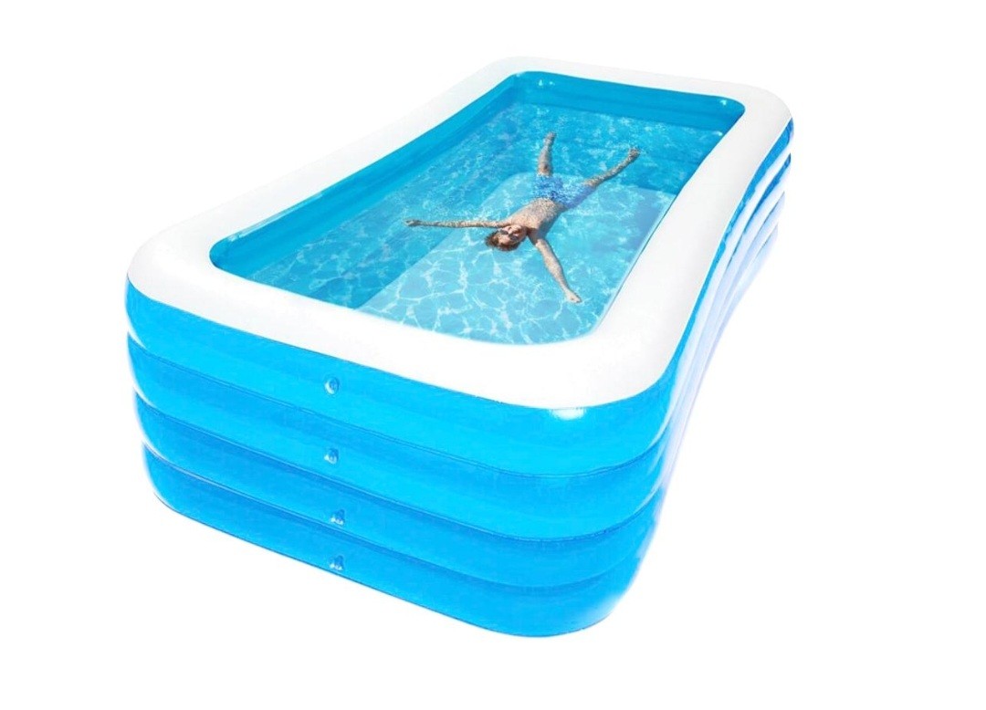 Piscine Familiale Gonflable Rectangulaire de Grande Taille (388x200x68cm) Sans Fil