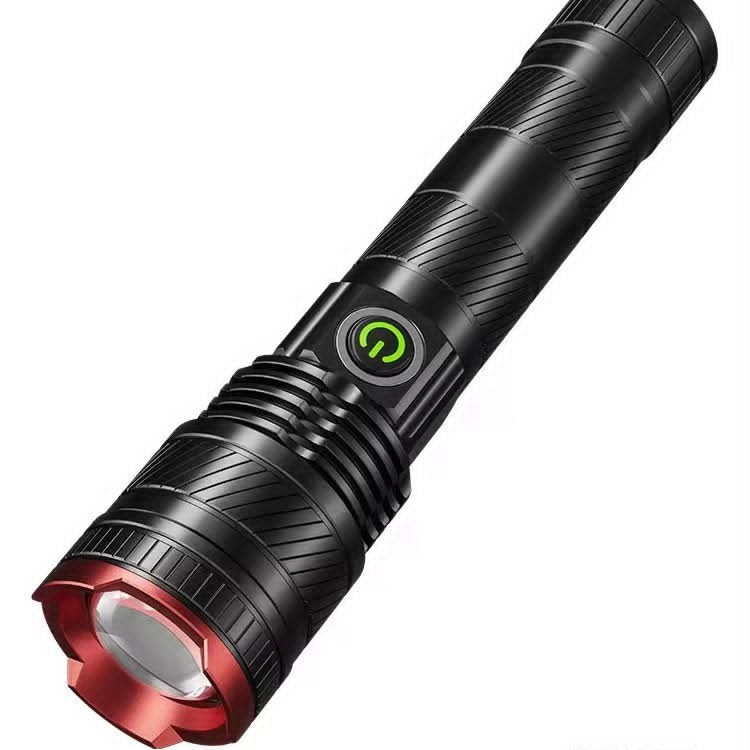 lampe torche LED tactique rechargeable en alliage d'aluminium, dotée d'une tête bleue et d'une base magnétique