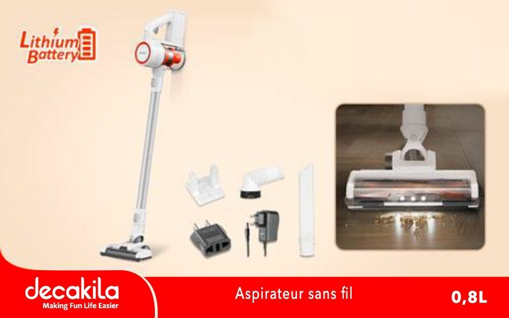 Aspirateur Sans Fil Capacité 0,8 Litre Avec Adaptateur De Prise De Courant Américain
