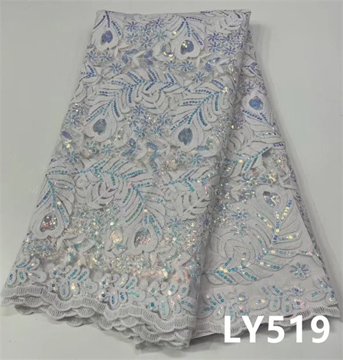 Tissu Africain en Dentelle Dorée et à Paillettes pour Femme, Broderie Suisse, Haute Qualité, Robes NigWin, 2022