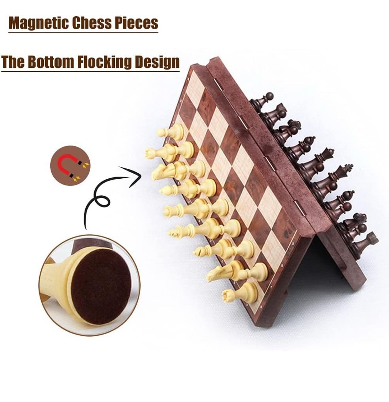 Jeu d'échecs avec échiquier magnétique pliable 24 × 24 cm Cadeau de jouet éducatif pour enfants et adultes