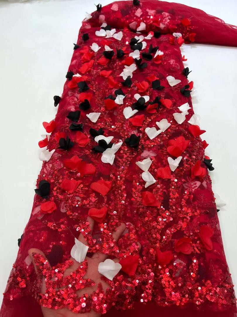 Tissu Africain en Dentelle de Tulle à Paillettes Françaises, Maille Brodée pour Mariage, 5 Yards et Toutes Cérémonies