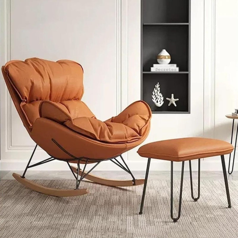 Fauteuil inclinable à bascule pour adultes et enfants, canapé simple, chaises de salon inclinables, chaise Susan paresseuse, chaises d'appoint à bascule pour salon, chambre à coucher (couleur : orange