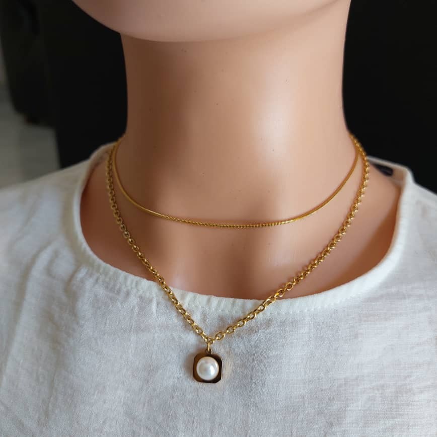 Ensembles Chaines Boucles D'oreilles En Plaqué Or Acier Inoxydable Qui Ne Se Décolore Pas