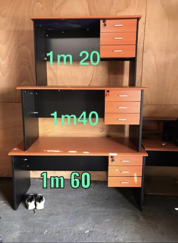 Table de Bureau et Poste de Travail 3 Tiroirs-1m20 - 1m40 - 1m60