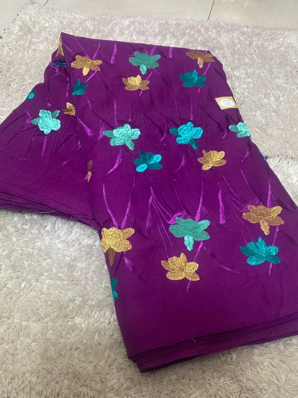 Tissus Pour Mesdames Voile Brodé Pièce 5 Yards