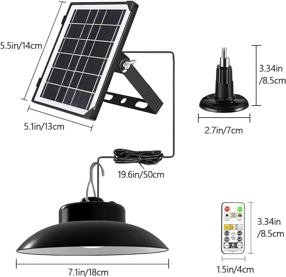 Lampe projecteur avec panneau Solaire avec télécommande Détecteur de Mouvement