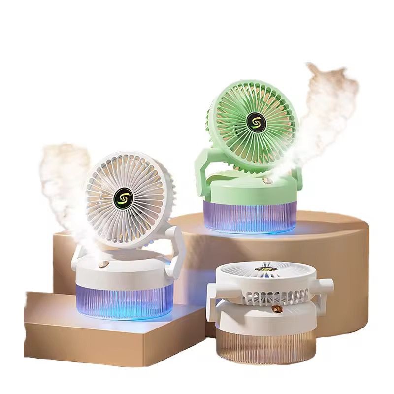 Ventilateur avec Diffuseur de Brumes - Ventilateur brumisateur pliable rechargeable avec veilleuse pour voyage