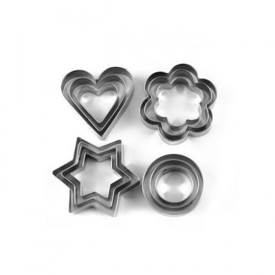 12 mini Moules à Gâteau - Acier Inoxydable - 4 Formes