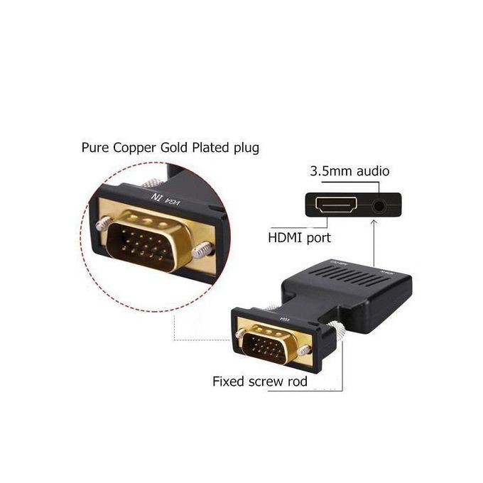 HDMI femelle Vers VGA mâle convertisseur audio HD 1080p
