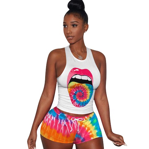Ensemble Body-Short Home Wear Tie-Dye