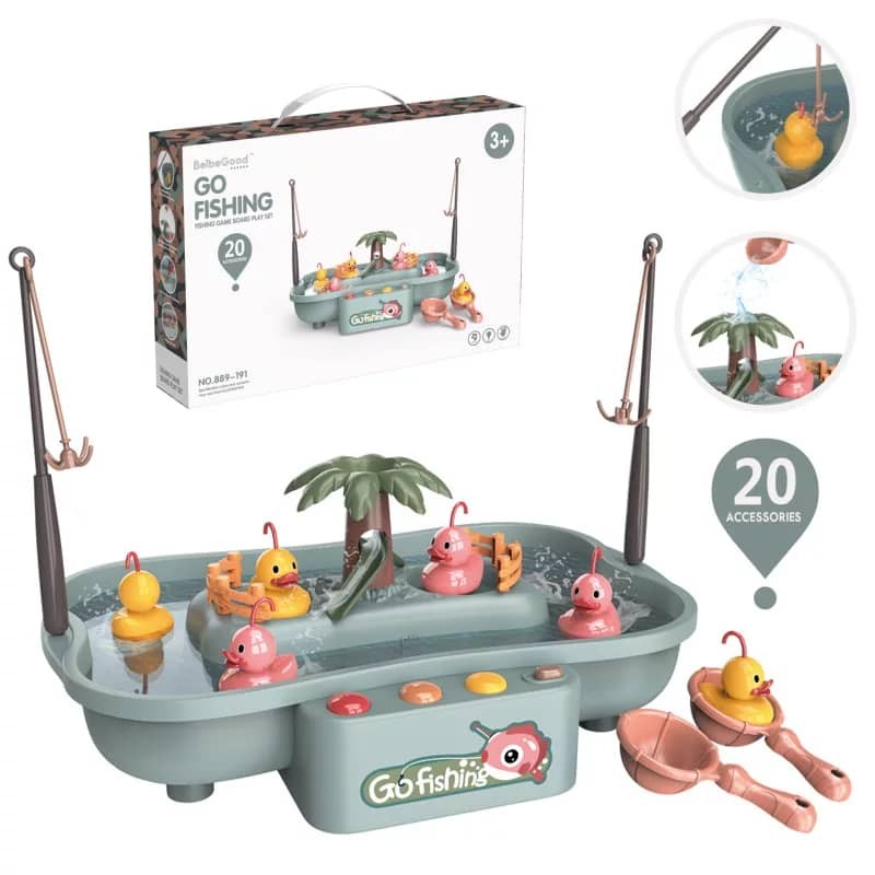 Coffrets 20 Pièces, Jeux De Pêche Avec Sons, Lumière, Canne, Lots De Canards, Arbre De Déco vert,  Etc, Jouets Éducatifs Pour Enfants Filles Et Garçons De 3 Ans À 12 Ans