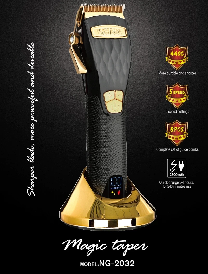 WMARK – tondeuse à cheveux électrique sans fil à 5 vitesses de coupe NG-2032 2033, avec lame conique et écran LCD, nouvel arrivage
