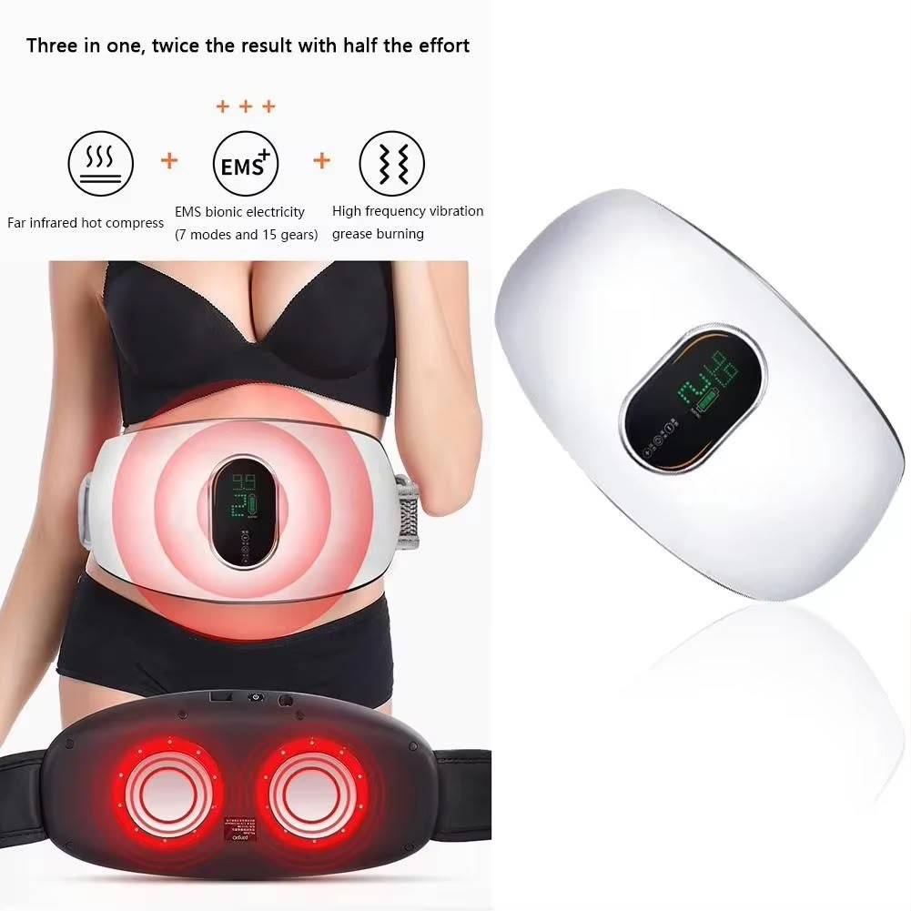 Ceinture Massante Abdominale Sans Fil 3-en-1 - Électrostimulation EMS, Vibrations & Chauffage Infrarouge
