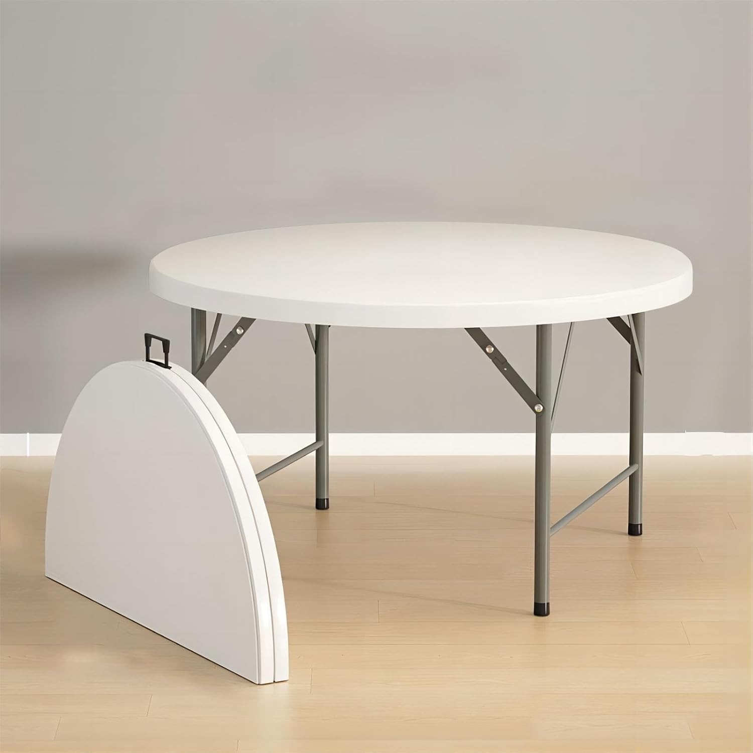 Table à Manger, Table ronde pliable de jardin , cuisine, Table pliante ronde, table à manger intérieure et extérieure en plastique, table d'événement commerciale avec poignée et serrure, pour pique-ni