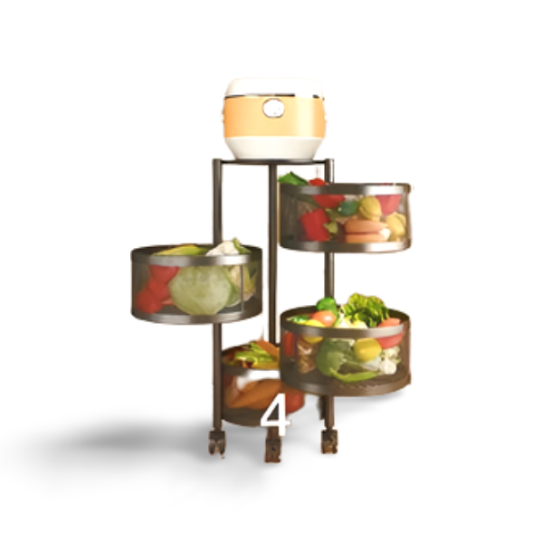 Étagère De Rangement Fruit Plaque De Légumes Rond 360 Rotation A 4 tiroirs