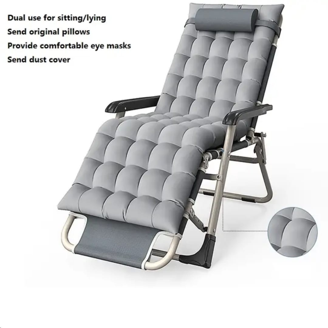 Chaise Longue réglable inclinable Pliable avec Chaise Longue Chaise escamotable pour Balcon Chambre étude Camping, Oreiller Lombaire Choisi Librement