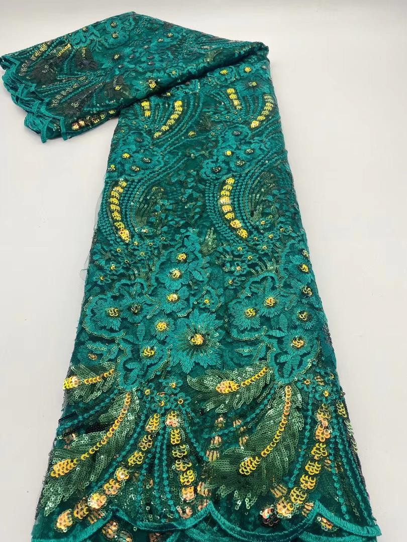 Tissu nigérian en dentelle brodée de fleurs, paillettes brillantes, filet français pour robe de femme africaine
