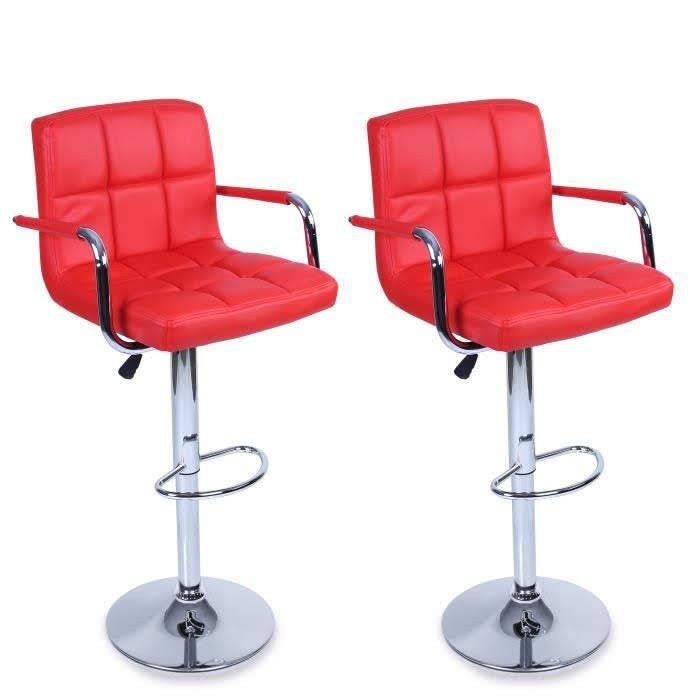 Tabouret Similicuir De Bar Rouge vidaXL - Rouge