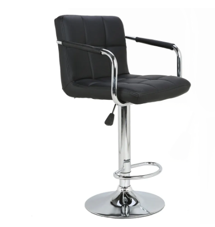 Chaise de barre haute pivotante moderne en cuir d’unité centrale réglable de cuisine d’intérieur avec la base en métal de Chrome