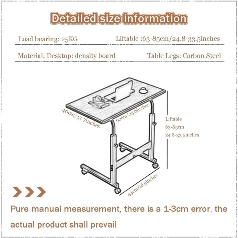 Bureau d'ordinateur 60cm Mobile Station à Rotation Muette, Bureau dans un Bureau Mobile