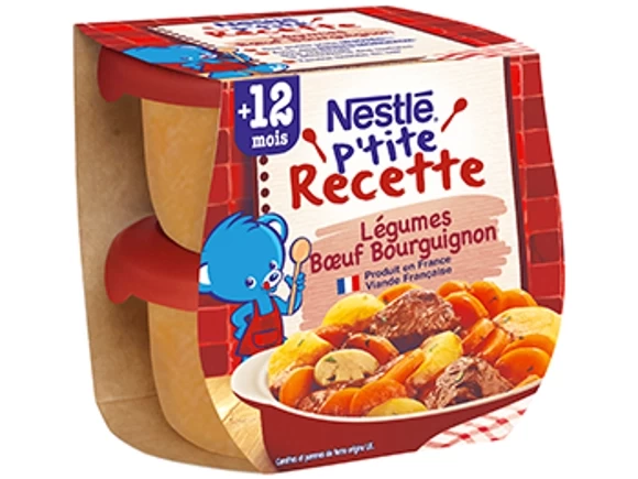 Nestlé P'tite Recette Légumes Bœuf Bourguignon 2*200g  + 12 Mois
