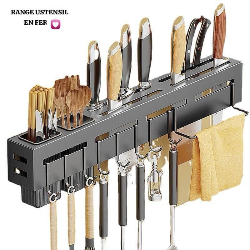 Porte-outils, multifonctionnel, pour cuisine, garde-manger, armoire, plan de travail, support, rangement d'ustensiles de cuisine, étendoir à linge, cuisine, porte-ustensiles de cuisine avec crochet