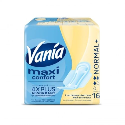 Serviettes Hygiéniques Vania Maxi Confort Super - Lot De 4 X 16 Serviettes - Protection Longue Durée